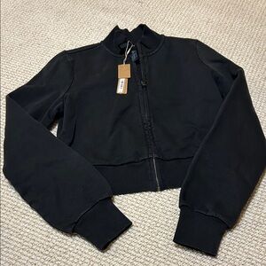 Boyfriend Fleece Track Jacket Washed Onyx New XS